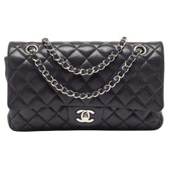 Chanel Black Quilted Leather Small CC Turnlock Full Double Flap Bag