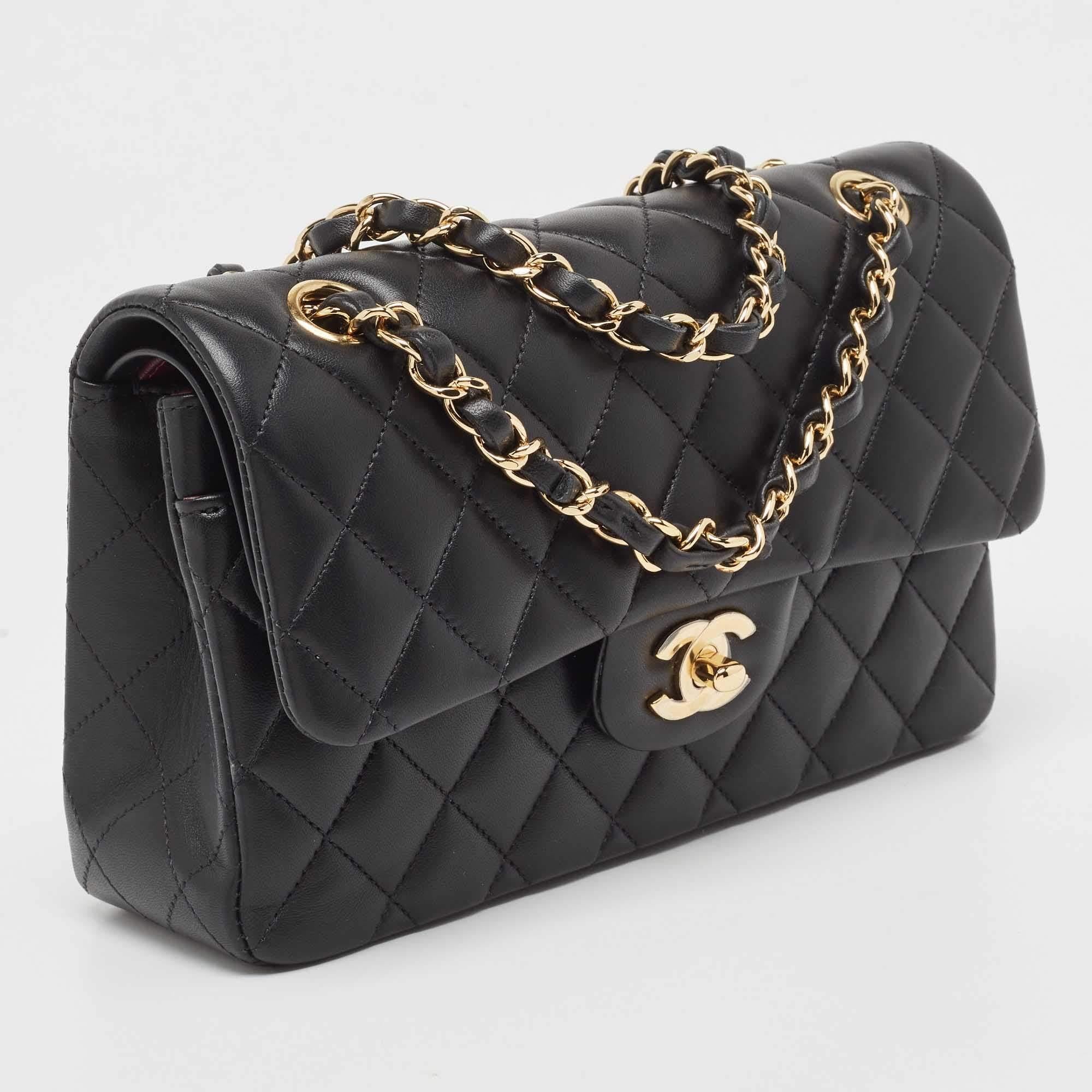 Women's Chanel Black Quilted Leather Small Classic Double Flap Bag