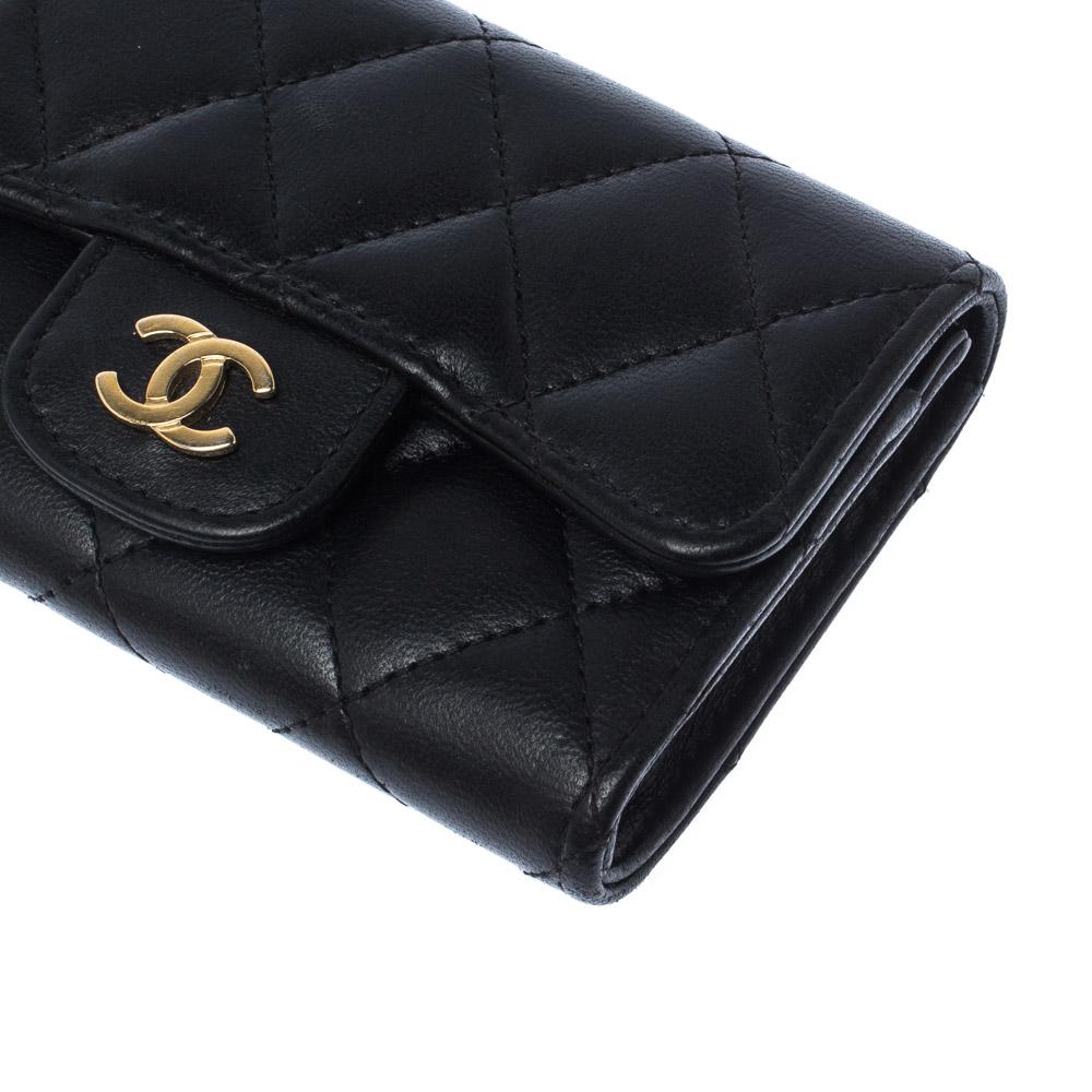 Chanel Black Quilted Leather Small Classic Flap Wallet 6