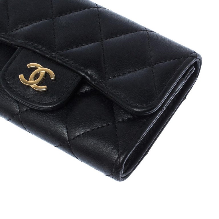 Chanel Black Quilted Leather Small Classic Flap Wallet For Sale at 1stDibs