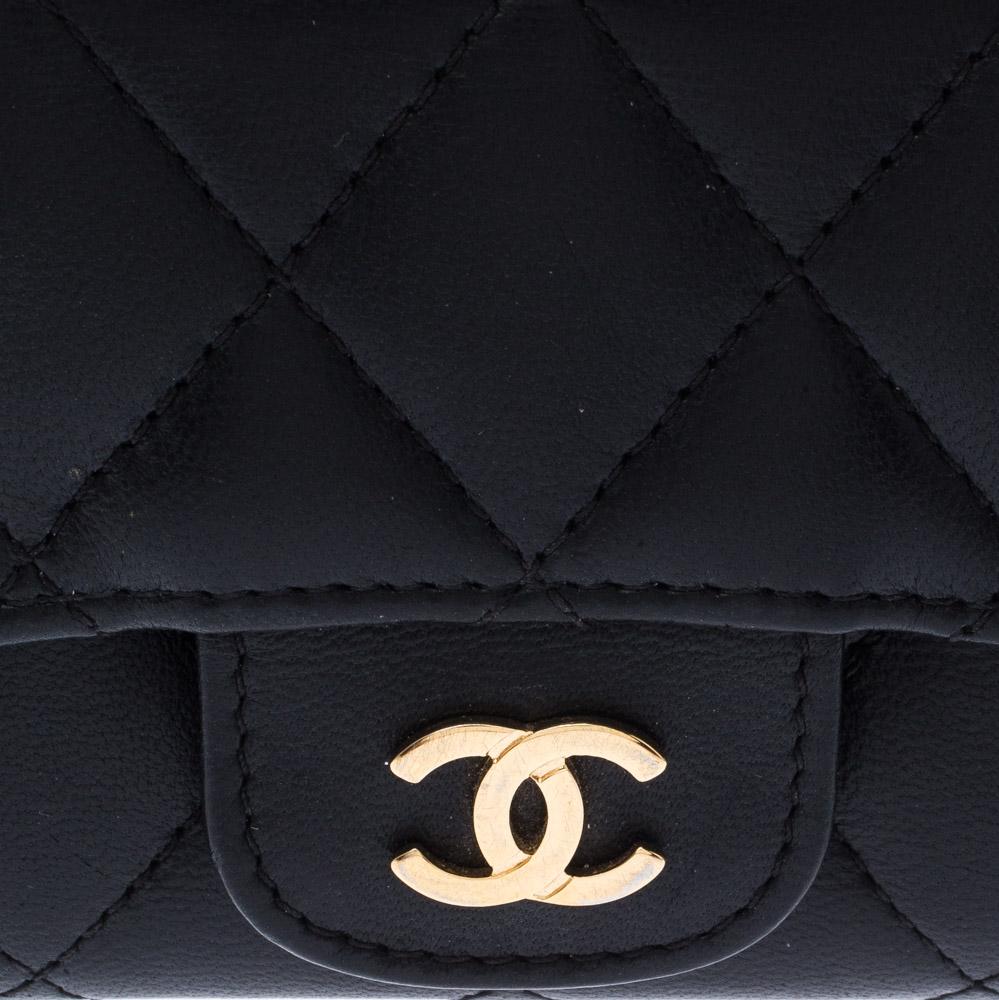 Chanel Black Quilted Leather Small Classic Flap Wallet 7