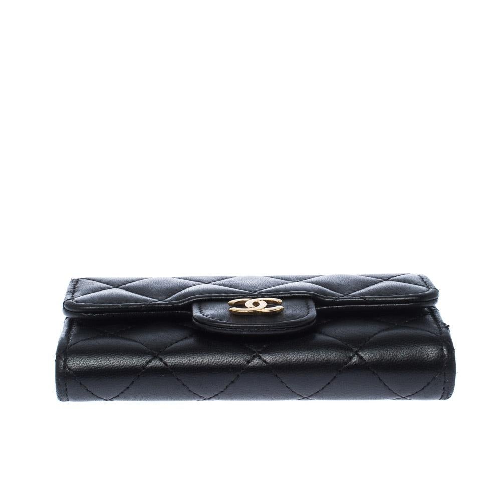 Women's Chanel Black Quilted Leather Small Classic Flap Wallet