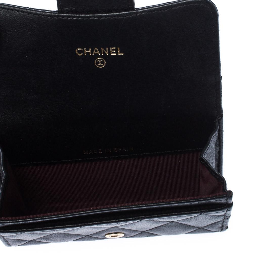 Chanel Black Quilted Leather Small Classic Flap Wallet 4