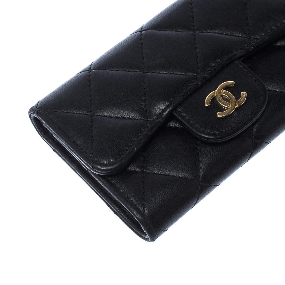 Chanel Black Quilted Leather Small Classic Flap Wallet 5