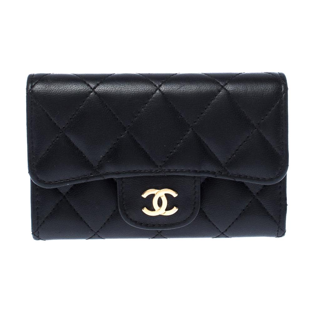 Chanel Black Quilted Leather Small Classic Flap Wallet