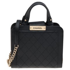Chanel Black Quilted Leather Small Label Click Tote