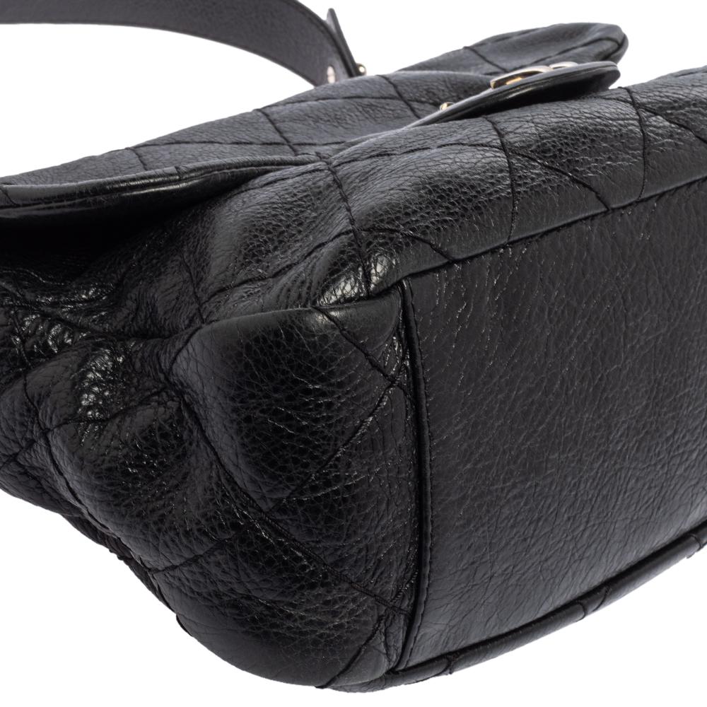 Chanel Black Quilted Leather Small On the Road Flap Bag 5