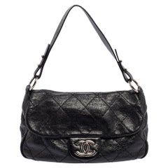 Chanel Black Quilted Leather Small On the Road Flap Bag