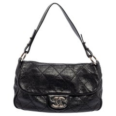 Chanel Black Quilted Leather Small On the Road Flap Bag