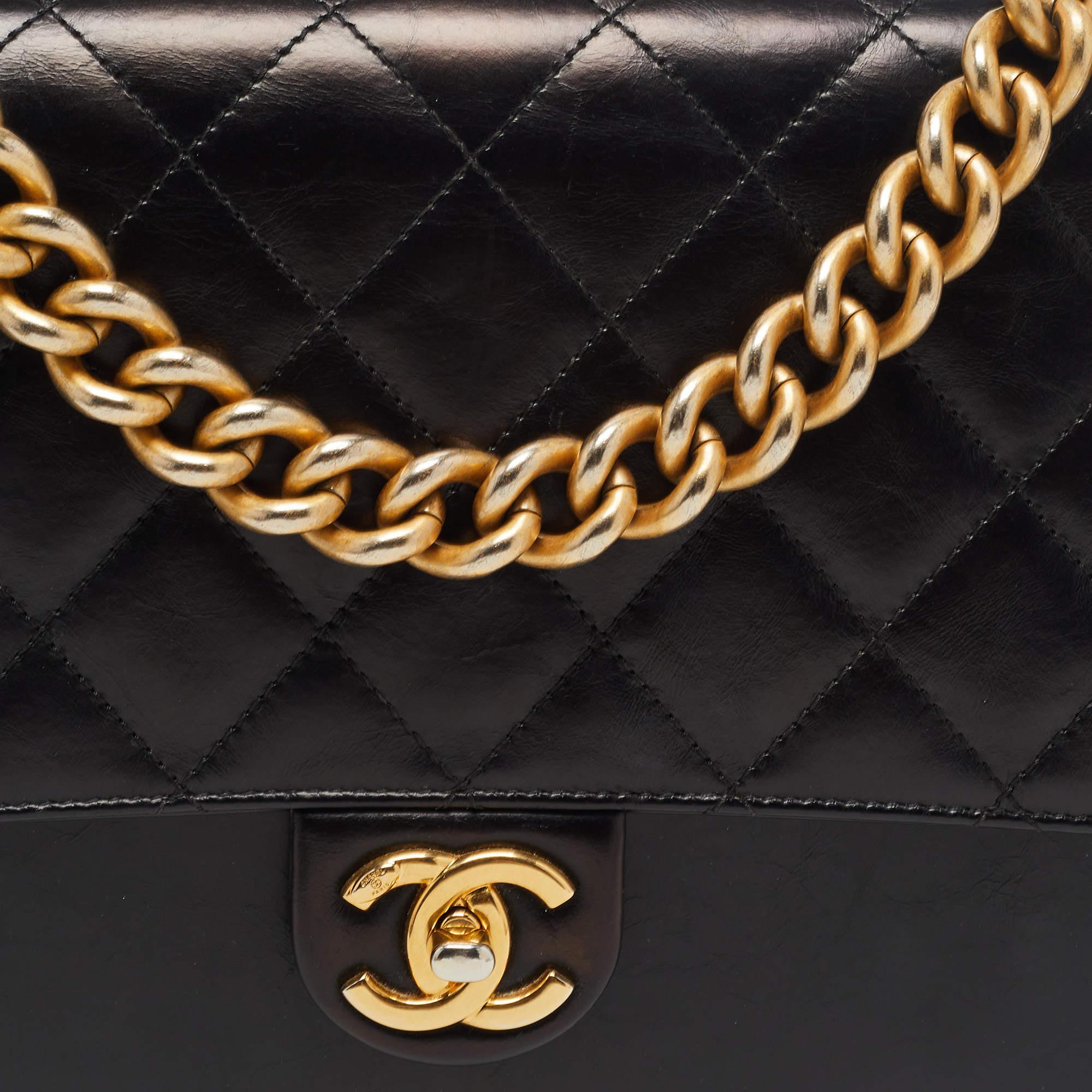 Chanel Black Quilted Leather Straight Line Flap Bag 6