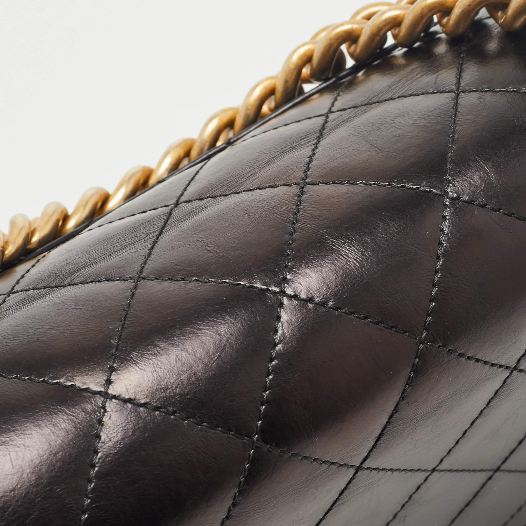 Chanel Black Quilted Leather Straight Line Flap Bag 9