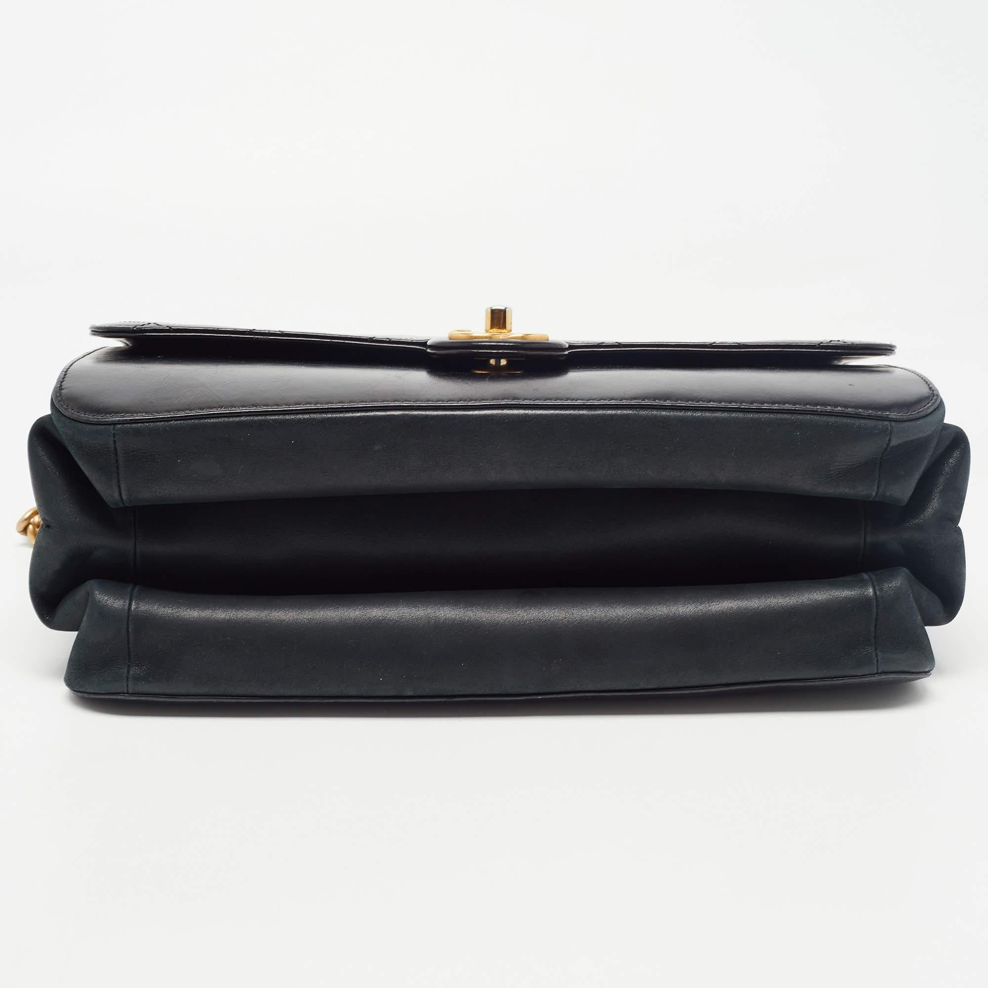 Women's Chanel Black Quilted Leather Straight Line Flap Bag