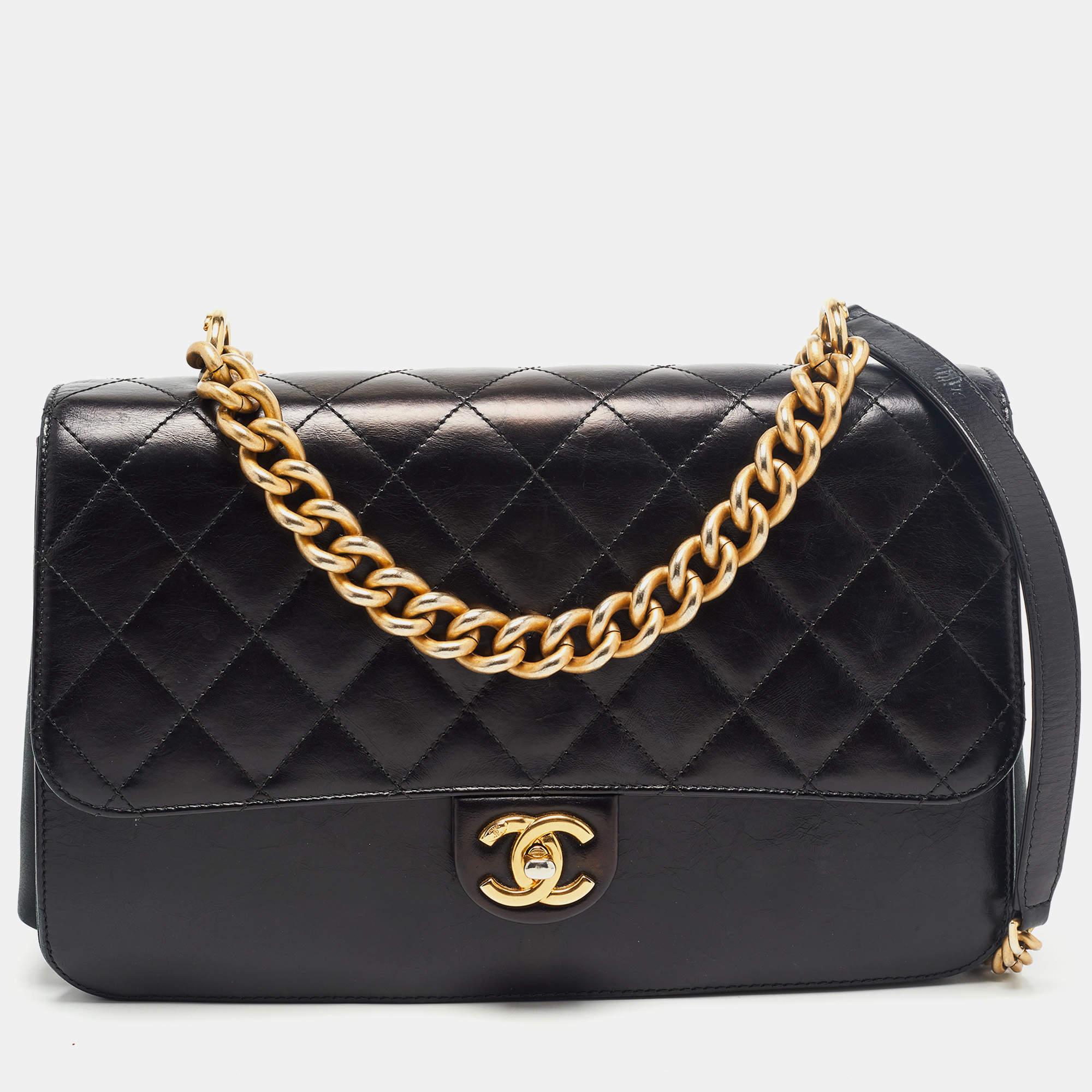 Chanel Black Quilted Leather Straight Line Flap Bag 5