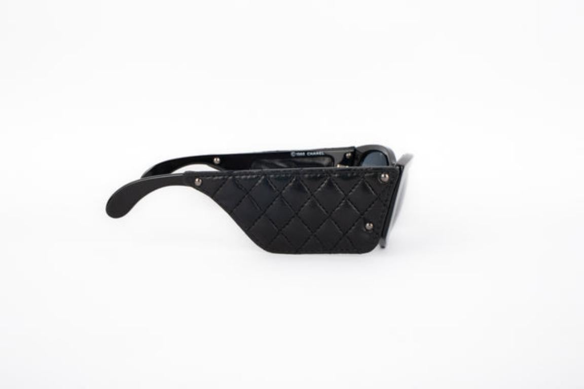 Women's Chanel Black Quilted Leather Sunglasses, 1988