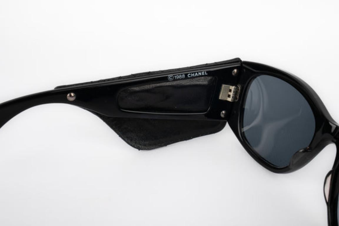 Chanel Black Quilted Leather Sunglasses, 1988 1
