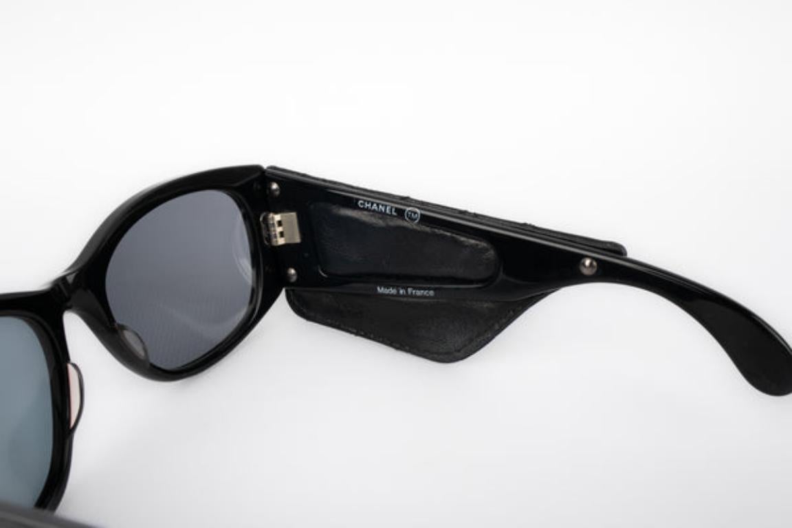 Chanel Black Quilted Leather Sunglasses, 1988 2