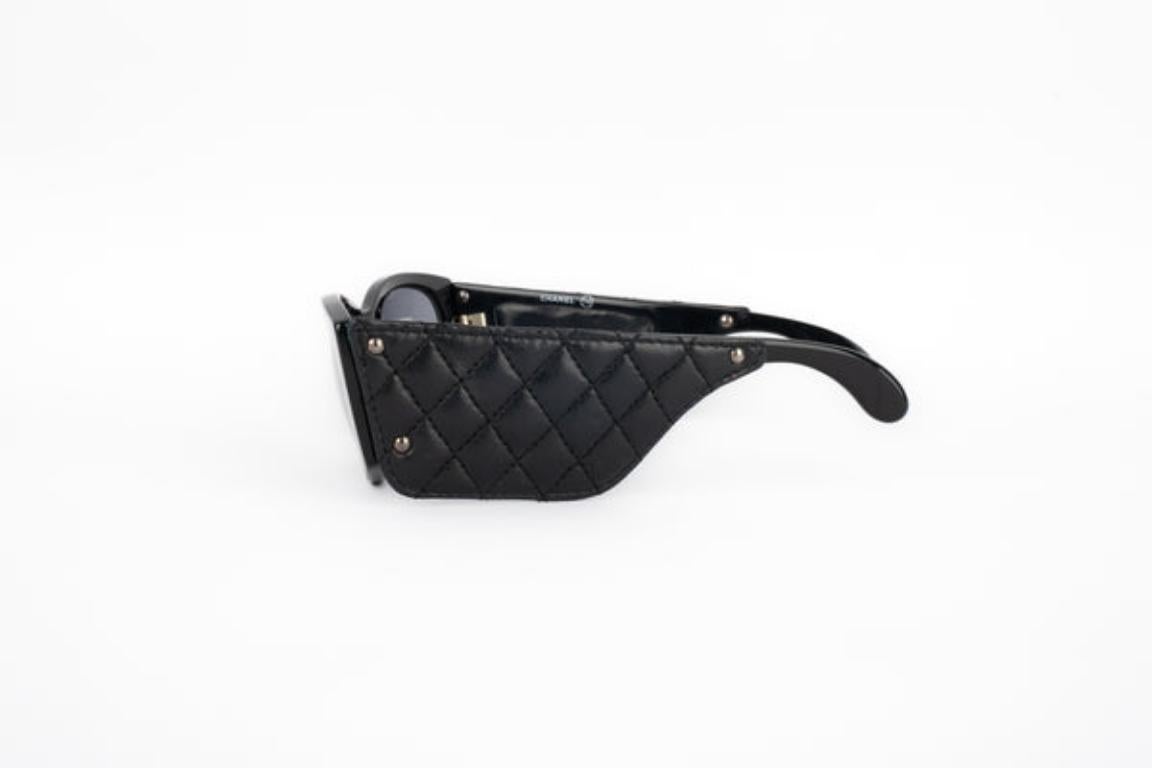 Chanel Black Quilted Leather Sunglasses, 1988 3