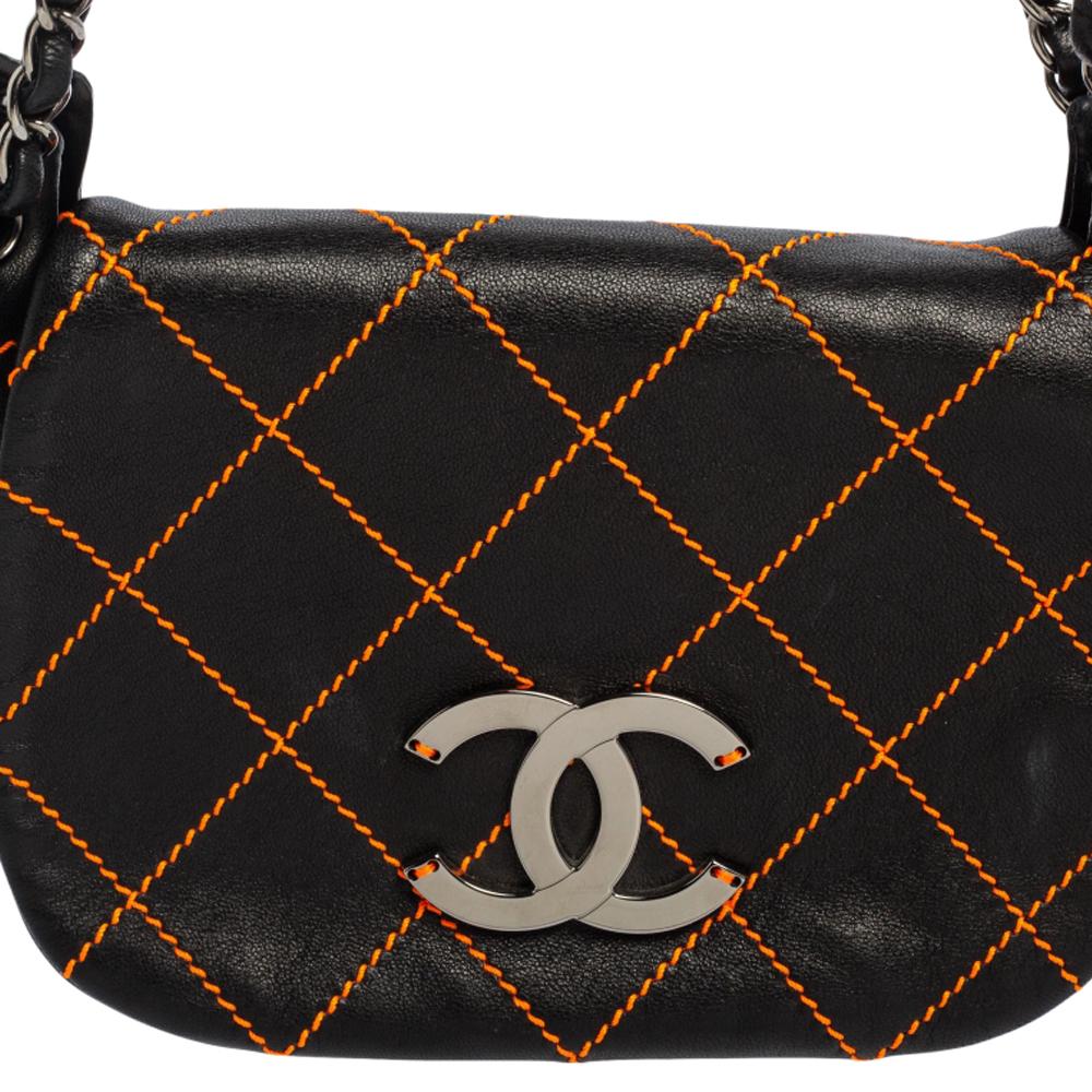 Chanel Black Quilted Leather Surpique Accordion Shoulder Bag 6