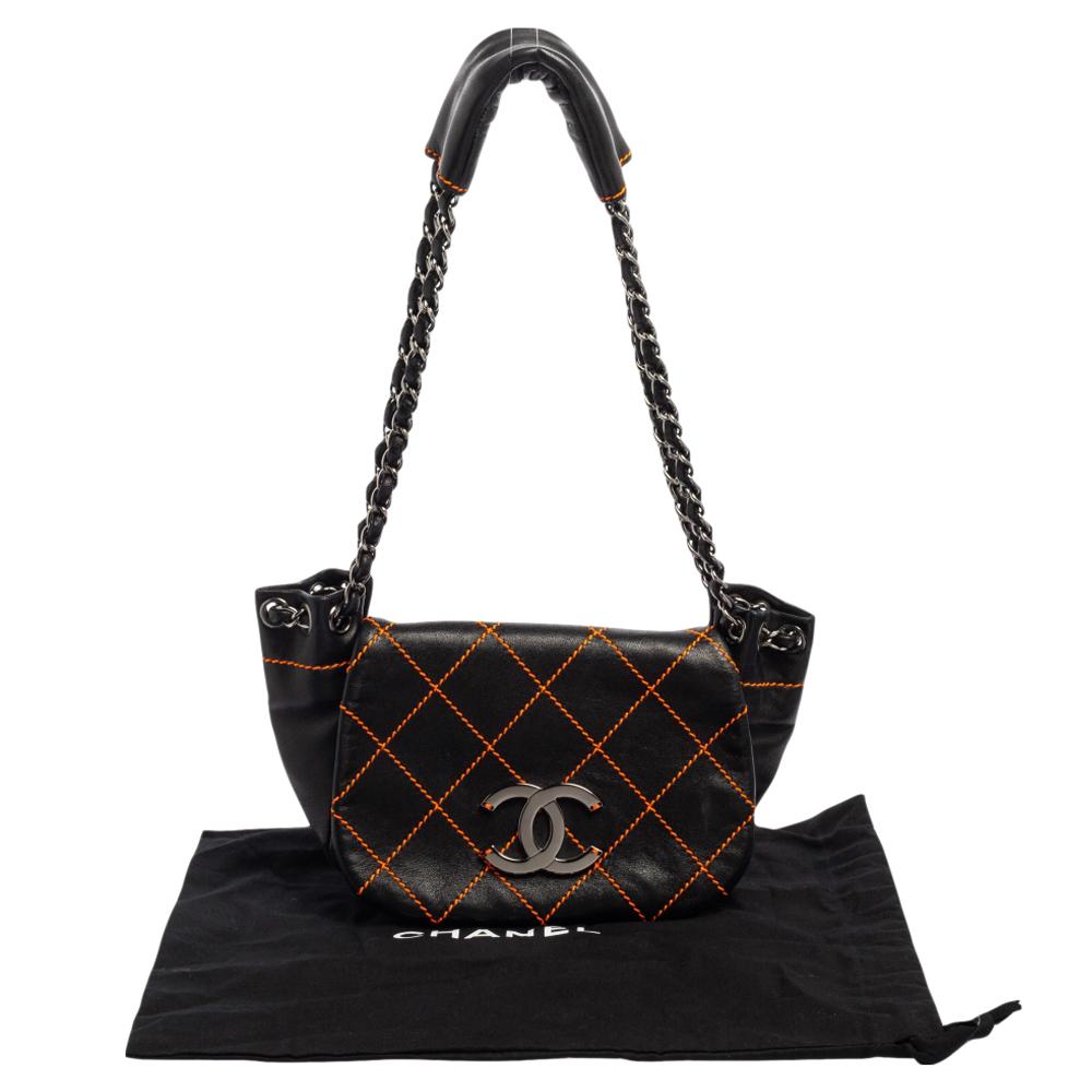 Chanel Black Quilted Leather Surpique Accordion Shoulder Bag 9