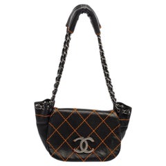 Chanel Black Quilted Leather Surpique Accordion Shoulder Bag
