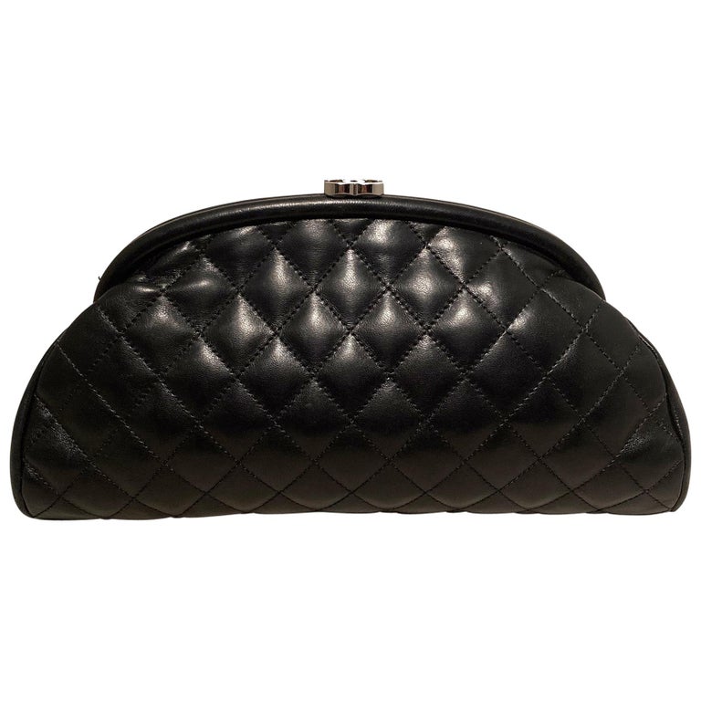 Chanel Black Quilted Leather Timeless Clutch For Sale at 1stDibs