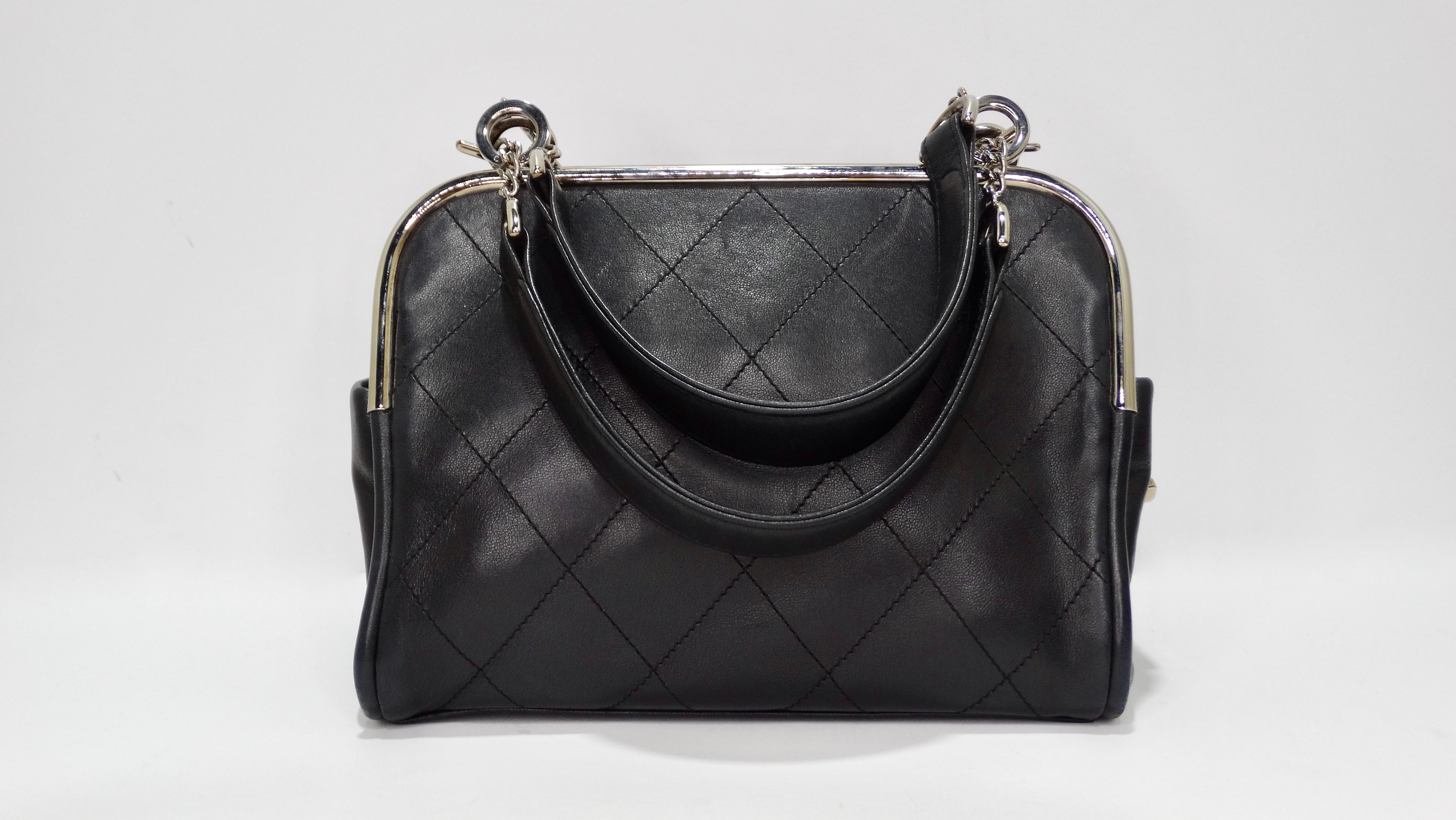 Chanel Black Quilted Leather Top Handle Bag In Good Condition In Scottsdale, AZ