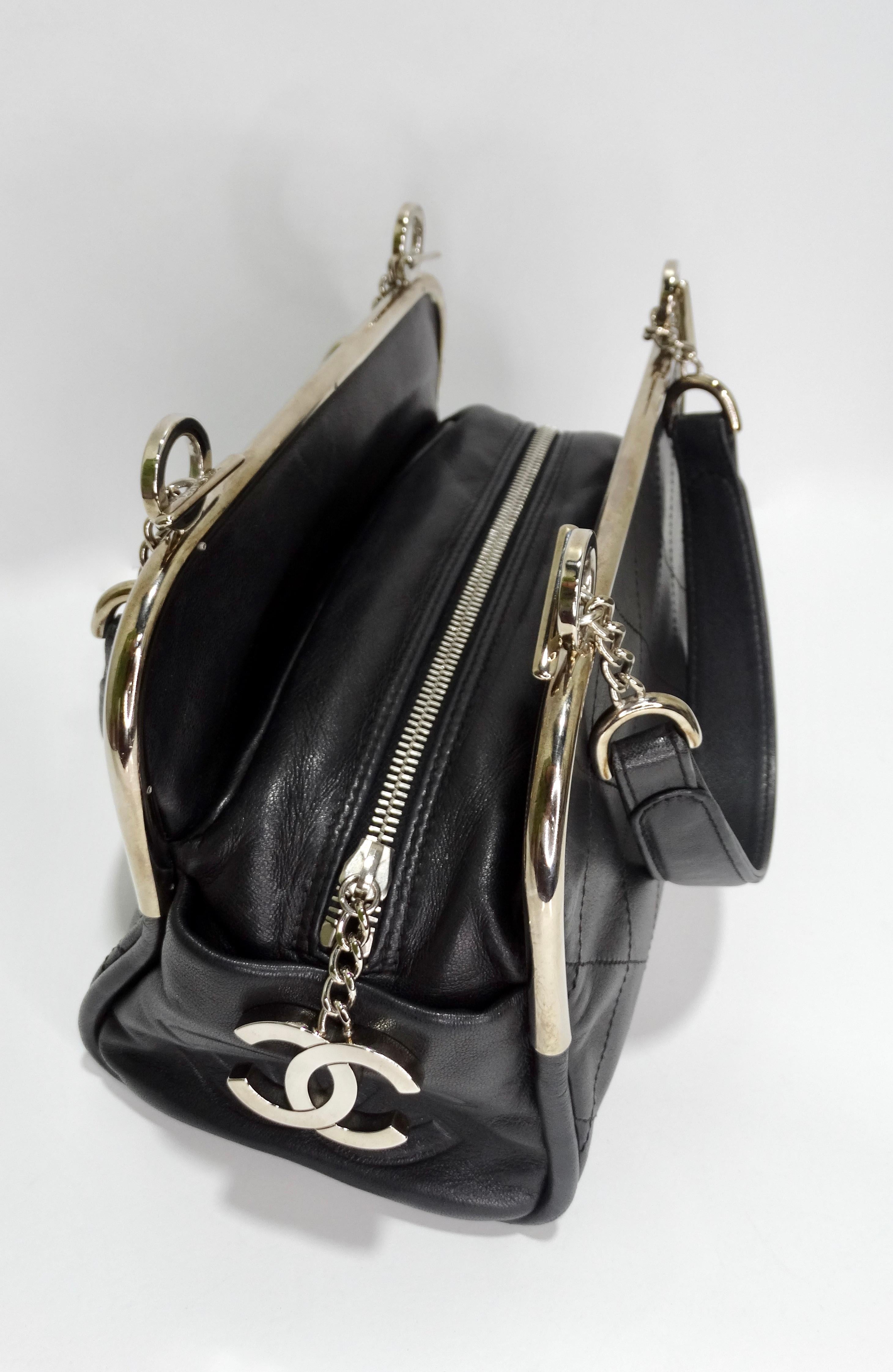 Chanel Black Quilted Leather Top Handle Bag 2