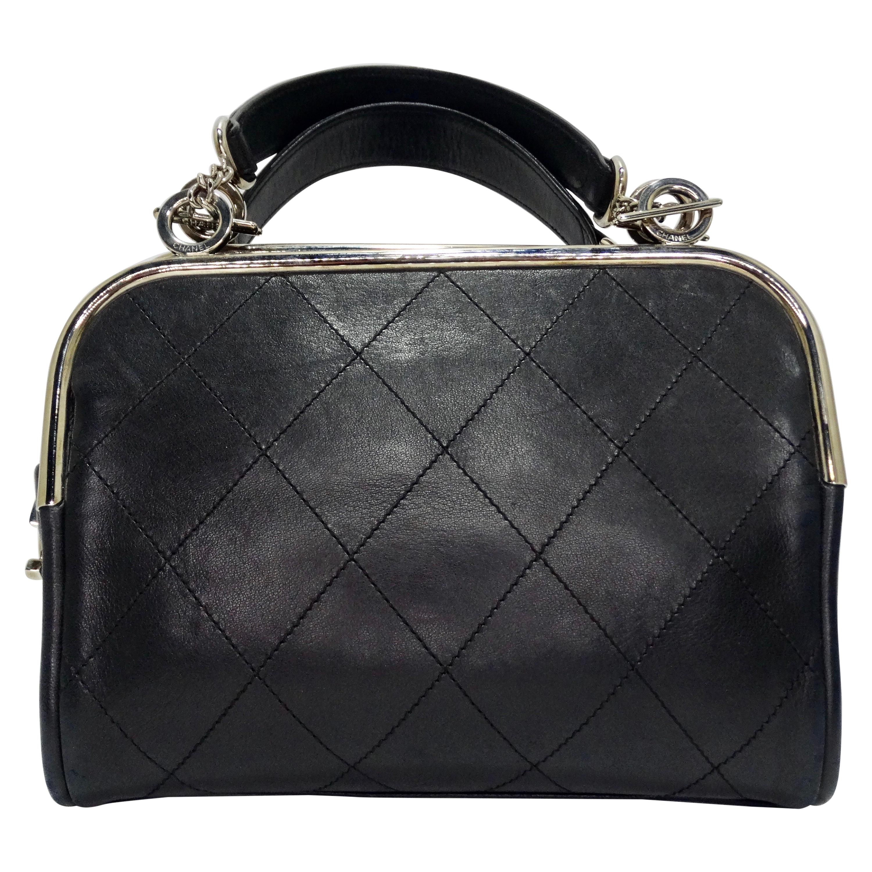 Chanel Black Quilted Leather Top Handle Bag