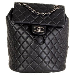 CHANEL black Quilted leather URBAN SPIRIT SMALL Backpack Bag