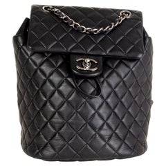 CHANEL black Quilted leather URBAN SPIRIT SMALL Backpack Bag