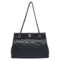 Chanel Black Quilted Leather Vintage Chain Tote