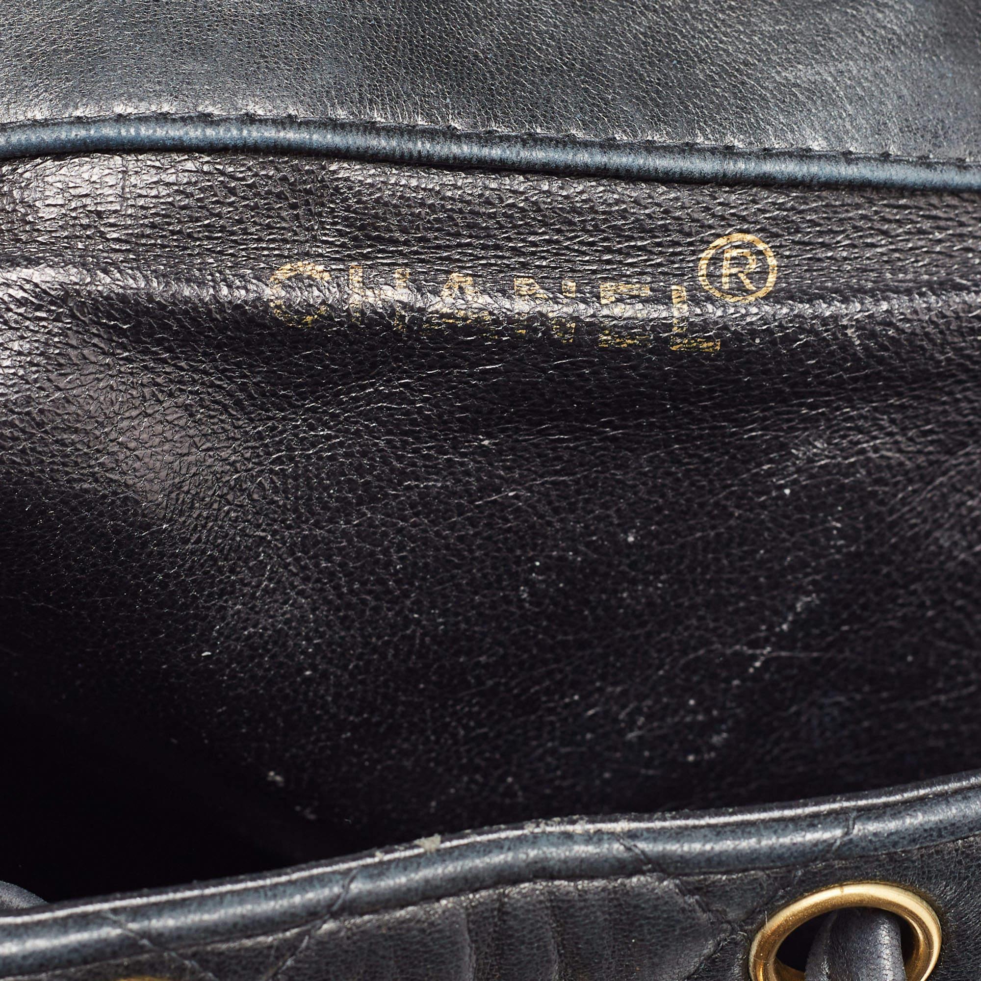 Chanel Black Quilted Leather Vintage Duma Backpack For Sale 6