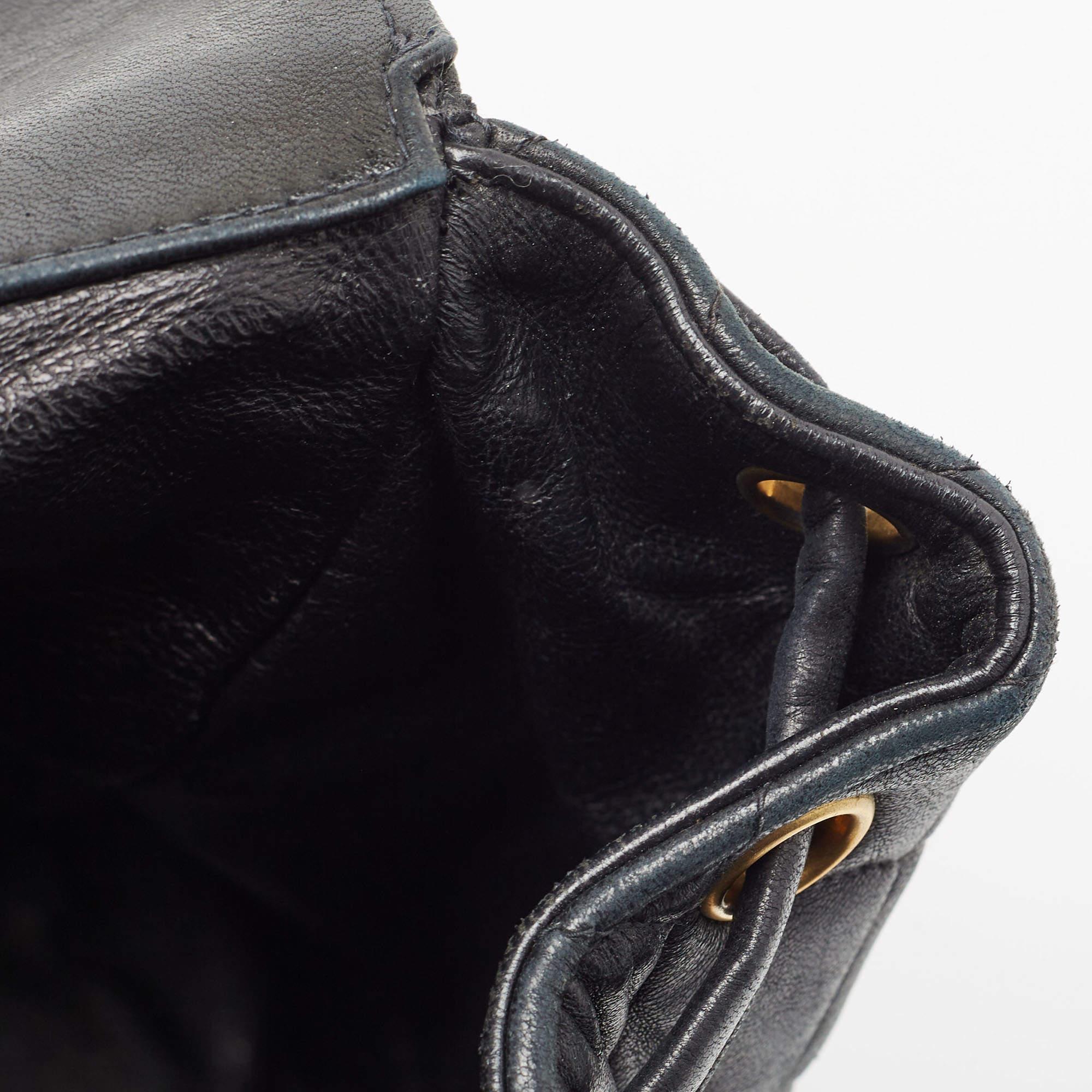 Chanel Black Quilted Leather Vintage Duma Backpack For Sale 9