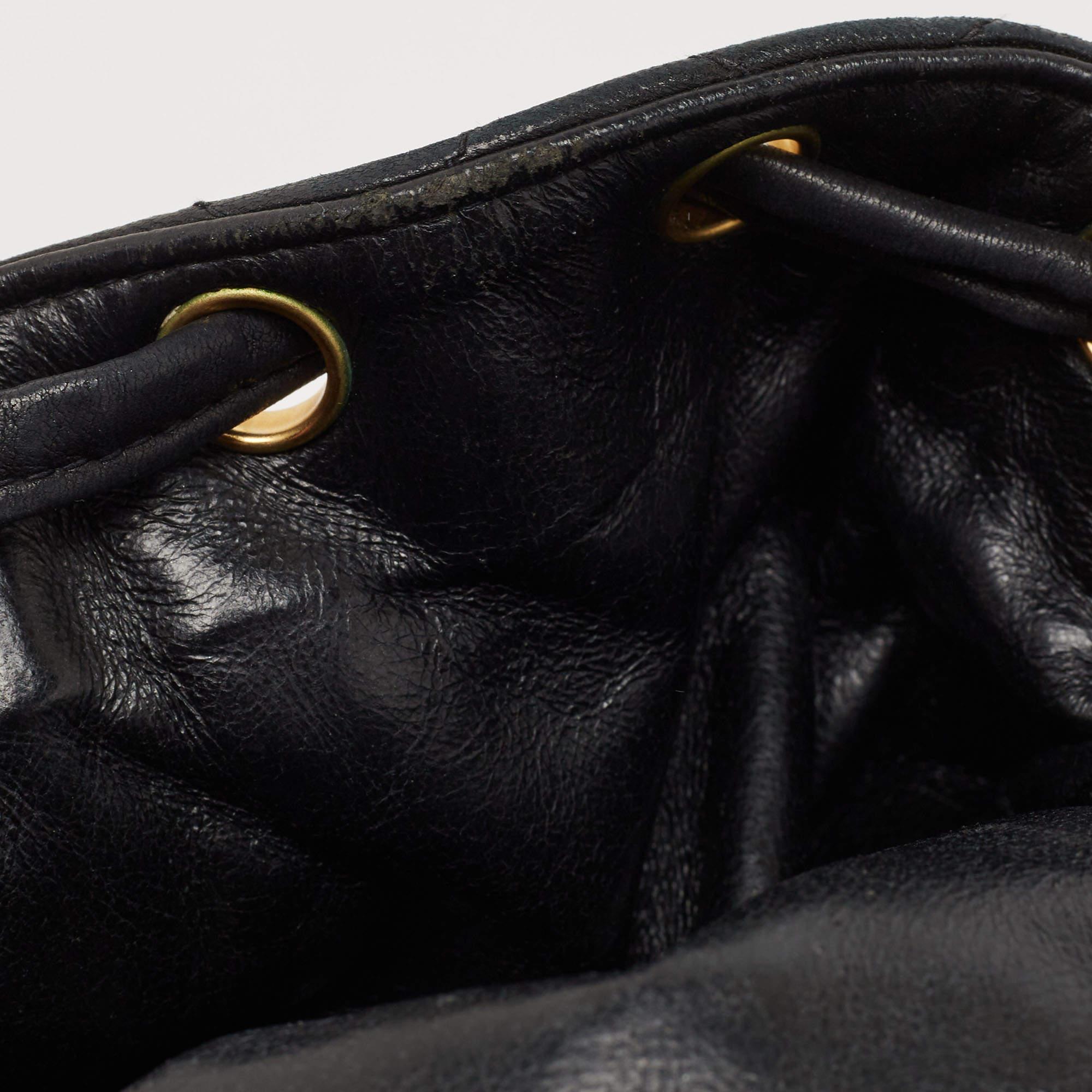 Chanel Black Quilted Leather Vintage Duma Backpack For Sale 10