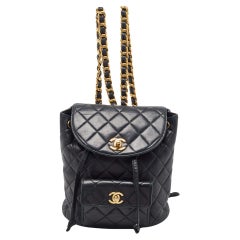 Chanel Black Quilted Leather Used Duma Backpack
