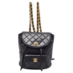 Chanel Black Quilted Leather Vintage Duma Backpack