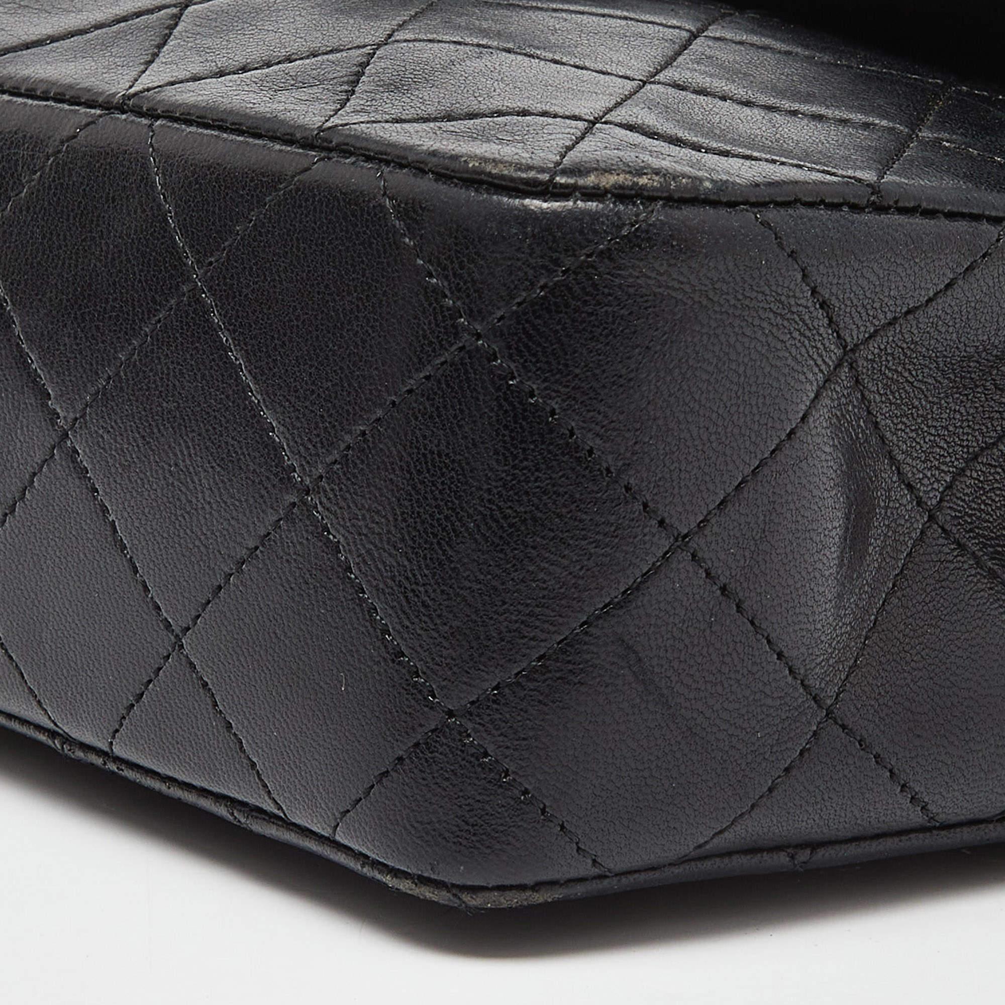 Chanel Black Quilted Leather Vintage Flap Shoulder Bag 7