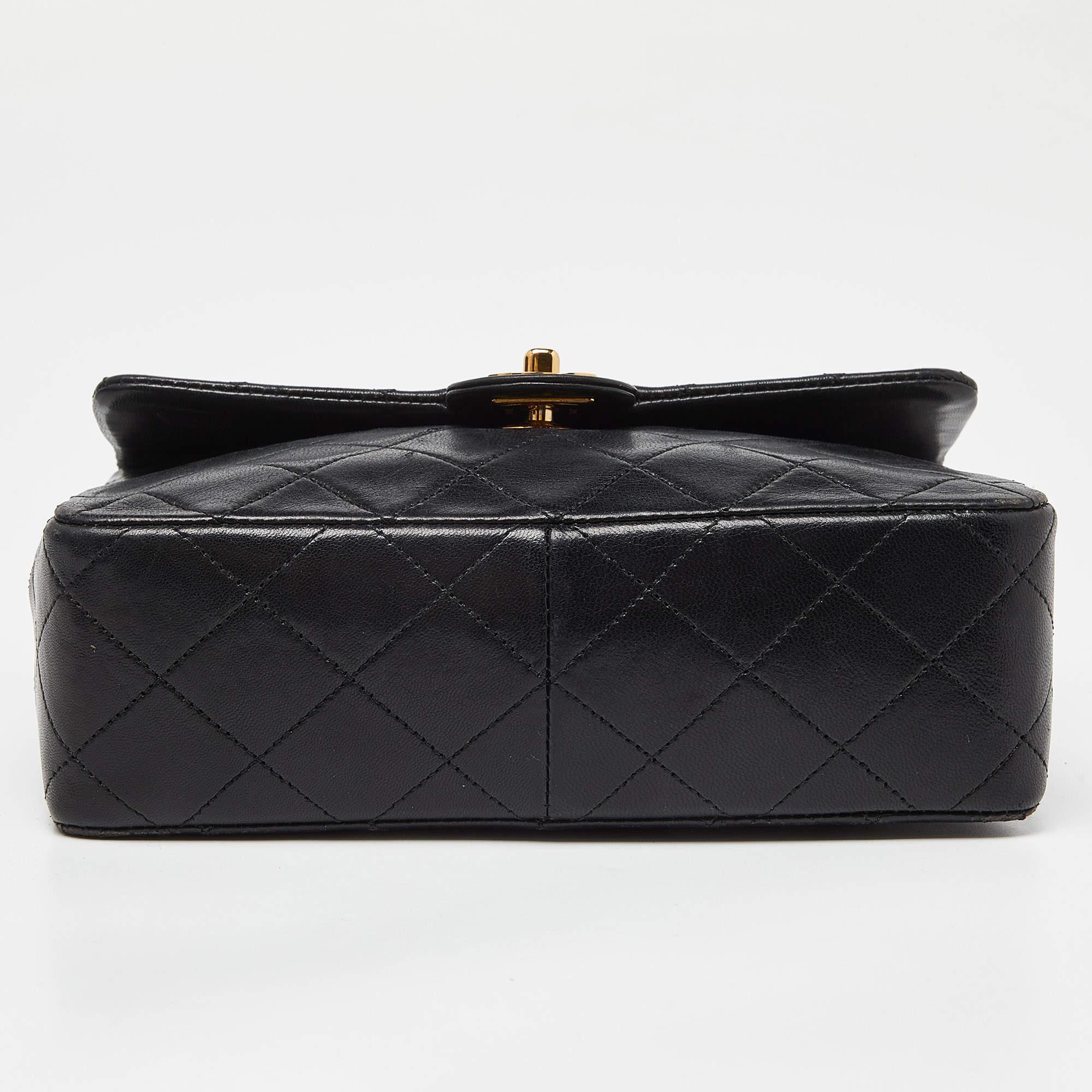 Chanel Black Quilted Leather Vintage Flap Shoulder Bag 1
