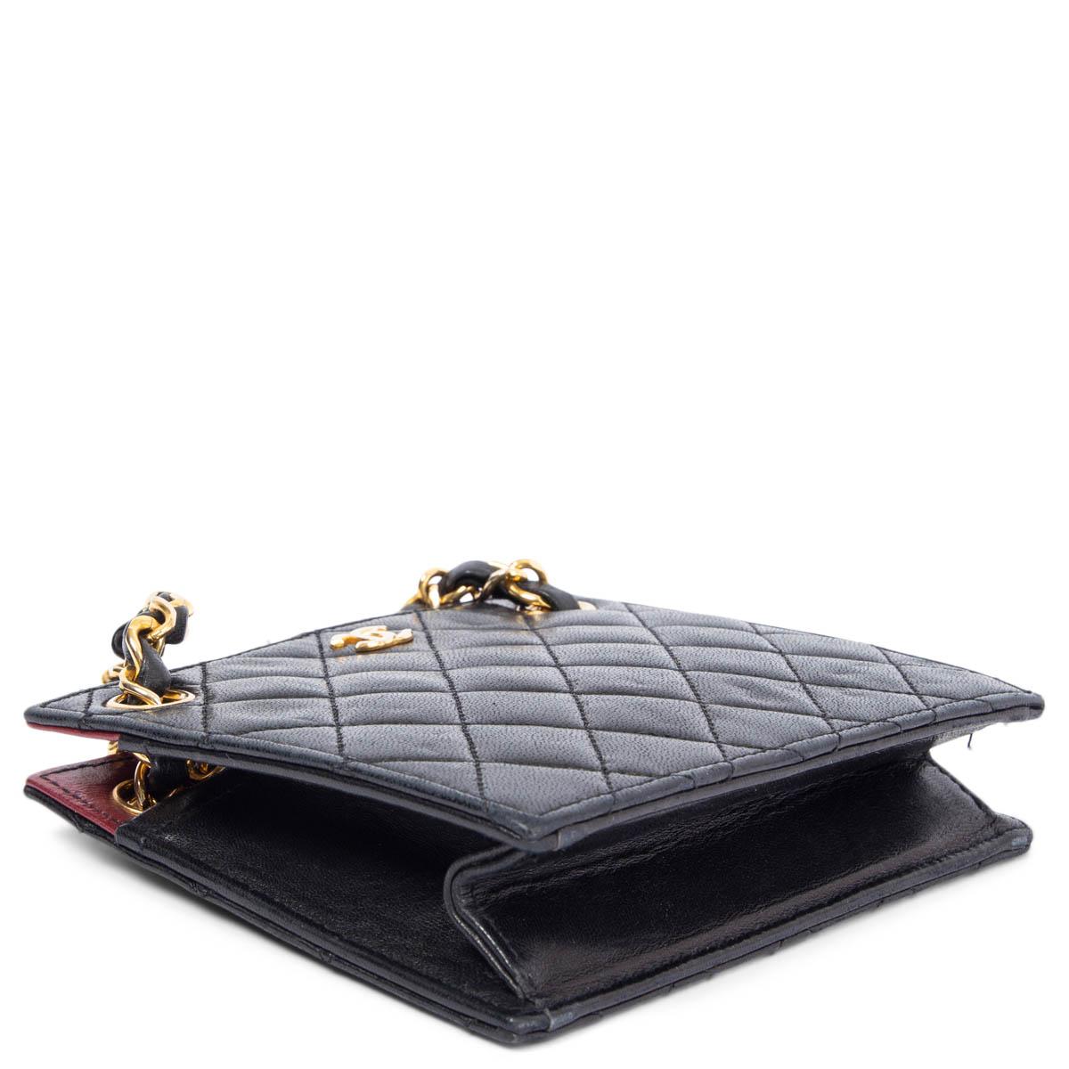 Black CHANEL black quilted leather VINTAGE MINI SQUARE Shoulder Bag