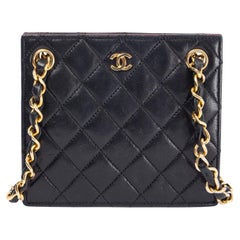 CHANEL black quilted leather VINTAGE MINI SQUARE Shoulder Bag