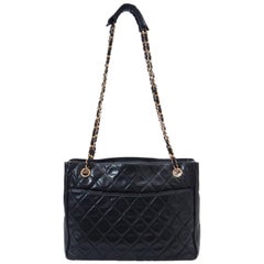 Chanel Black Quilted Leather Vintage Tote