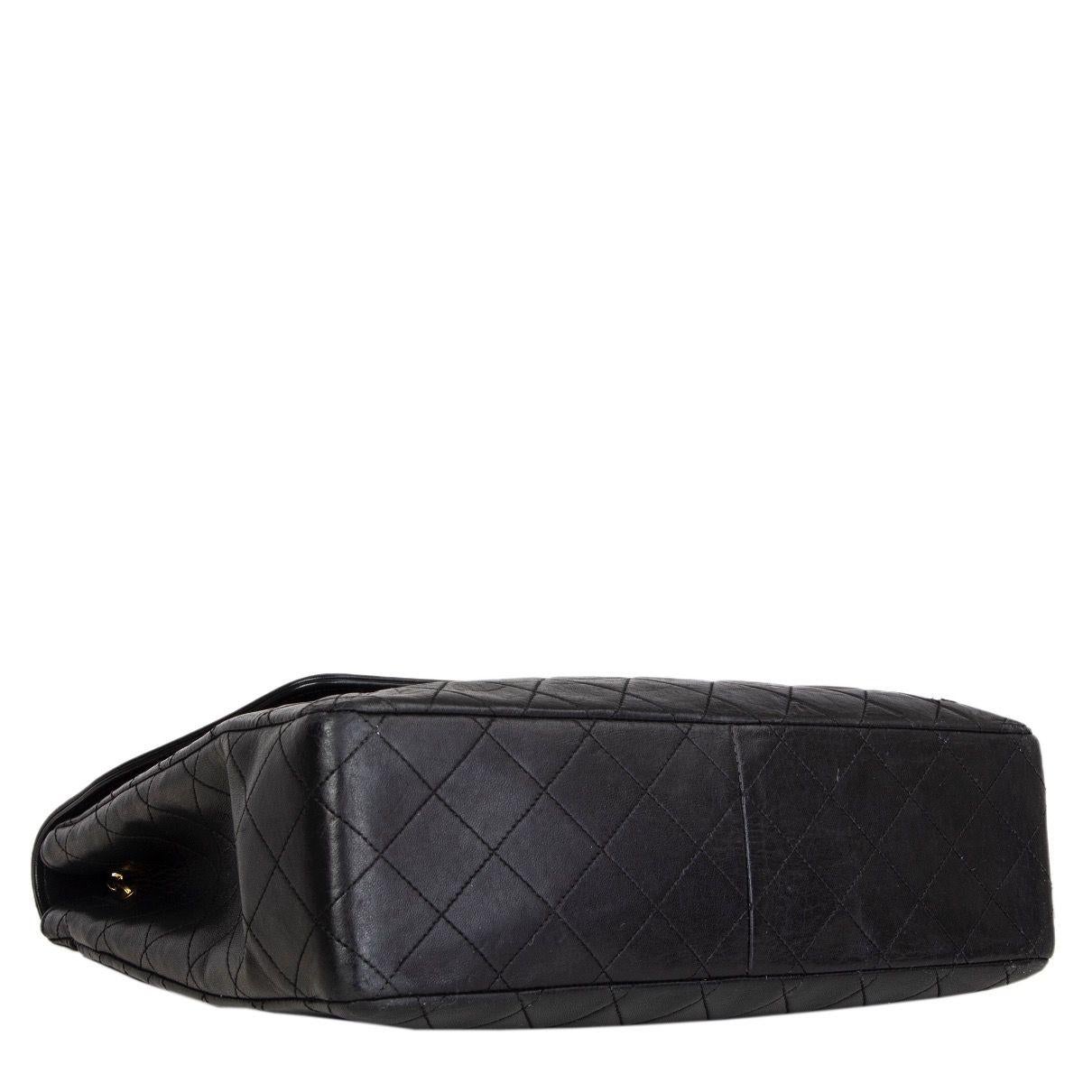 Women's CHANEL black quilted leather VINTAGE TRAPEZE Flap Shoulder Bag