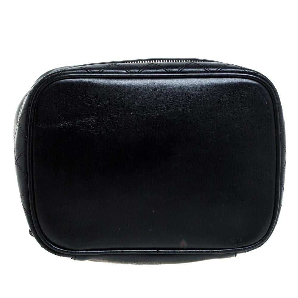 Chanel Black Quilted Leather Vintage Vanity Bag 1
