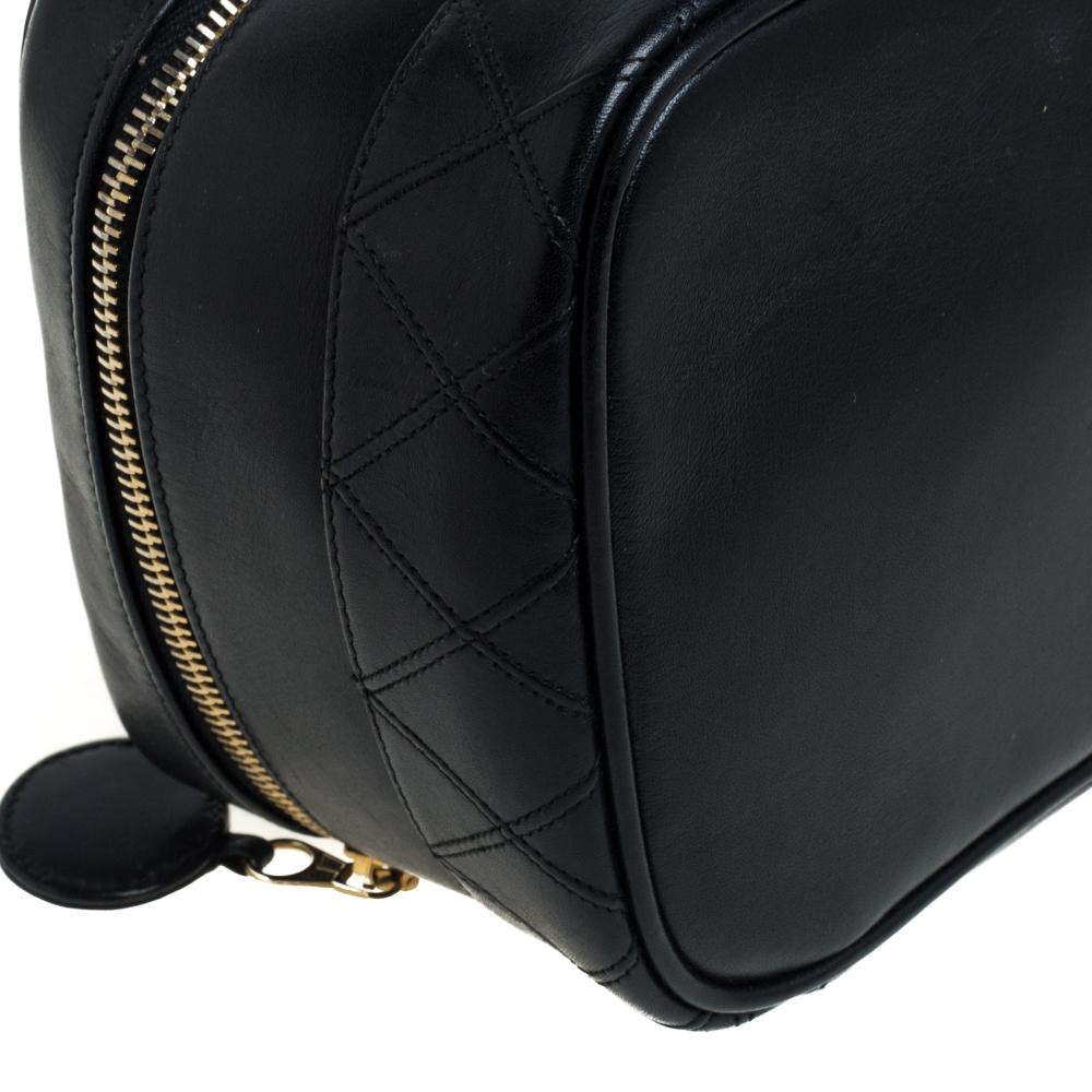 Chanel Black Quilted Leather Vintage Vanity Bag 3