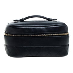 Chanel Black Quilted Leather Vintage Vanity Bag