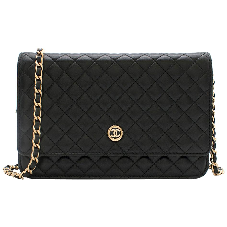 Chanel Black Quilted Leather Wallet On Chain 23cm