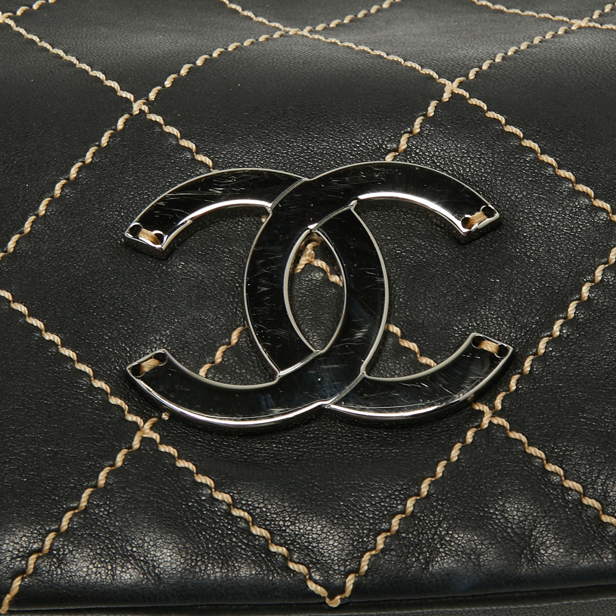 Chanel Black Quilted Leather Wild Stitch Accordion Shoulder Bag 2