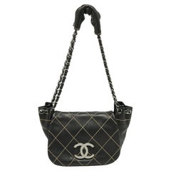 Chanel Black Quilted Leather Wild Stitch Accordion Shoulder Bag