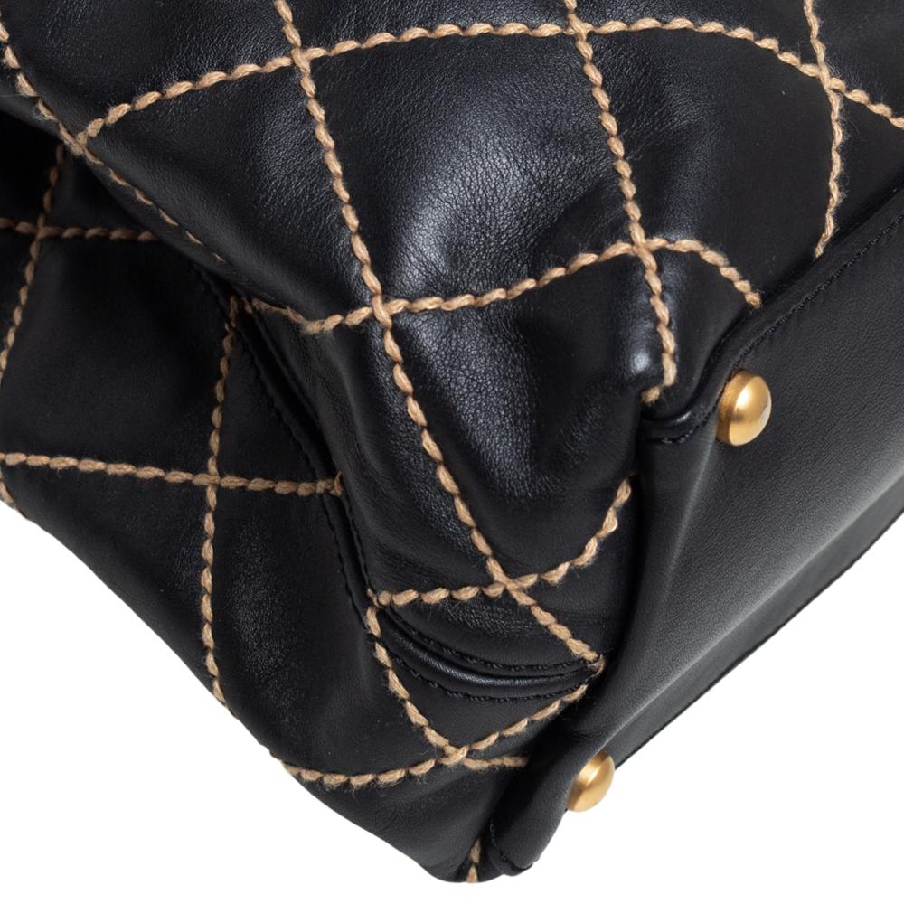 Chanel Black Quilted Leather Wild Stitch Tote 3