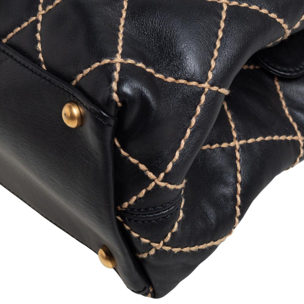 Chanel Black Quilted Leather Wild Stitch Tote 4